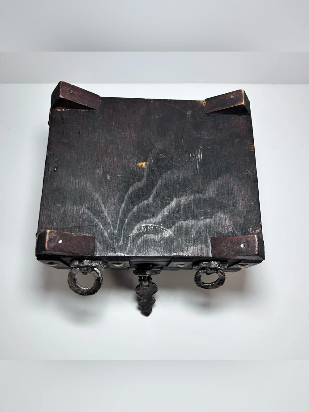 Vintage Gothic Style Wooden Treasure Chest Jewelry Box.
